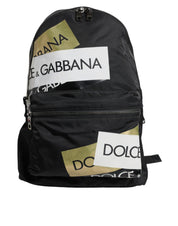Dolce & Gabbana Black Logo Tape Polyamide School Travel Backpack Bag