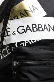 Dolce & Gabbana Black Logo Tape Polyamide School Travel Backpack Bag