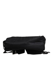 Dolce & Gabbana Black Logo Tape Polyamide School Travel Backpack Bag