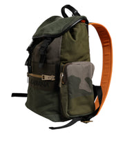 Dolce & Gabbana Military Green Patchwork School Backpack Bag