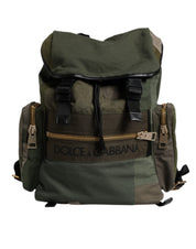 Dolce & Gabbana Military Green Patchwork School Backpack Bag
