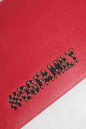 Dolce & Gabbana Red #DGFamily Embellished Leather Clutch Bag