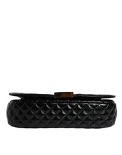 Versace Black Calf Leather Quilted Shoulder Strap Bag