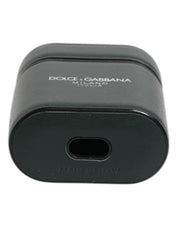 Dolce & Gabbana Green Calfskin Leather Logo Print Flip Holder Airpods Case