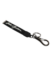 Dolce & Gabbana Black White DG Logo Silver Men Keychain Polyester Keyring