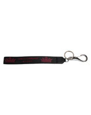 Dolce & Gabbana Black Nylon Logo DG Crown Men's Holder Keychain Keyring