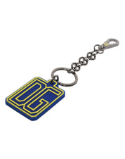 Dolce & Gabbana Blue Yellow DG Rubber Logo Silver Men's Keychain Keyring