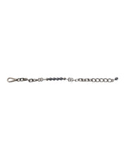 Dolce & Gabbana Silver Tone Chain Lobster Clasp Logo Gray Pearls Bracelet