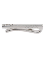 Dolce & Gabbana Silver Tone Brass Logo Branded Tie Clip Bar