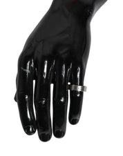 Dolce & Gabbana Silver Tone Brass Clear Crystal DG Logo Ring