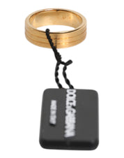 Dolce & Gabbana Gold Tone Brass Red Crystal DG Logo Ring