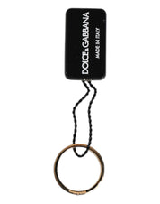 Dolce & Gabbana Gold Tone Brass Red Crystal DG Logo Ring