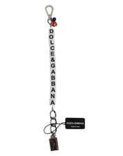 Dolce & Gabbana Silver Brass Chain Dice Logo Embellished Charm Bracelet