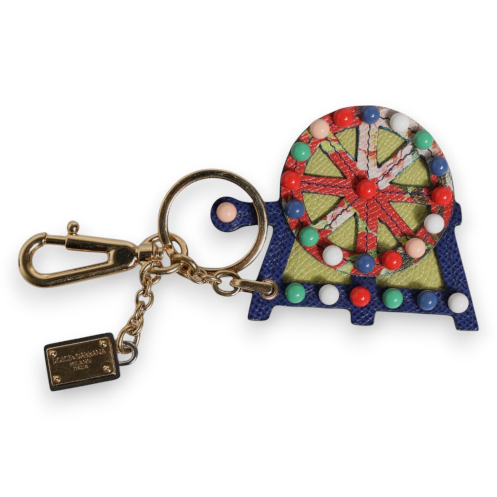 Dolce & Gabbana Multicolor Gold Tone Carretto Keychain Keyring