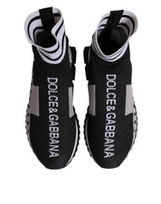 Dolce & Gabbana Black Gray Sorrento Socks Women Sneakers Shoes