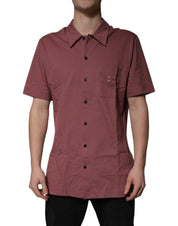 Dolce & Gabbana Dark Pink Button Down Casual Polo Men Shirt
