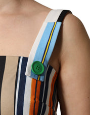 Dolce & Gabbana Multicolor Cotton Stripe Sleeveless Dress