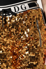Dolce & Gabbana Metallic Gold DG Logo Sequined Jogger Pants
