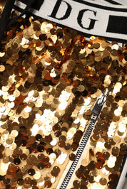 Dolce & Gabbana Metallic Gold DG Logo Sequined Jogger Pants