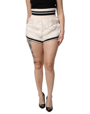 Dolce & Gabbana White Faux Fur High Waisted Hot Pants Short