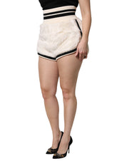 Dolce & Gabbana White Faux Fur High Waisted Hot Pants Short