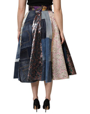 Dolce & Gabbana Multicolor Patchwork High Waisted Midi Skirt