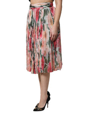 Dolce & Gabbana Multicolor Silk Floral High Waist Midi Skirt