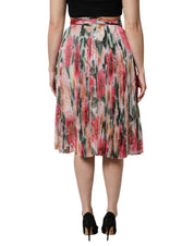 Dolce & Gabbana Multicolor Silk Floral High Waist Midi Skirt
