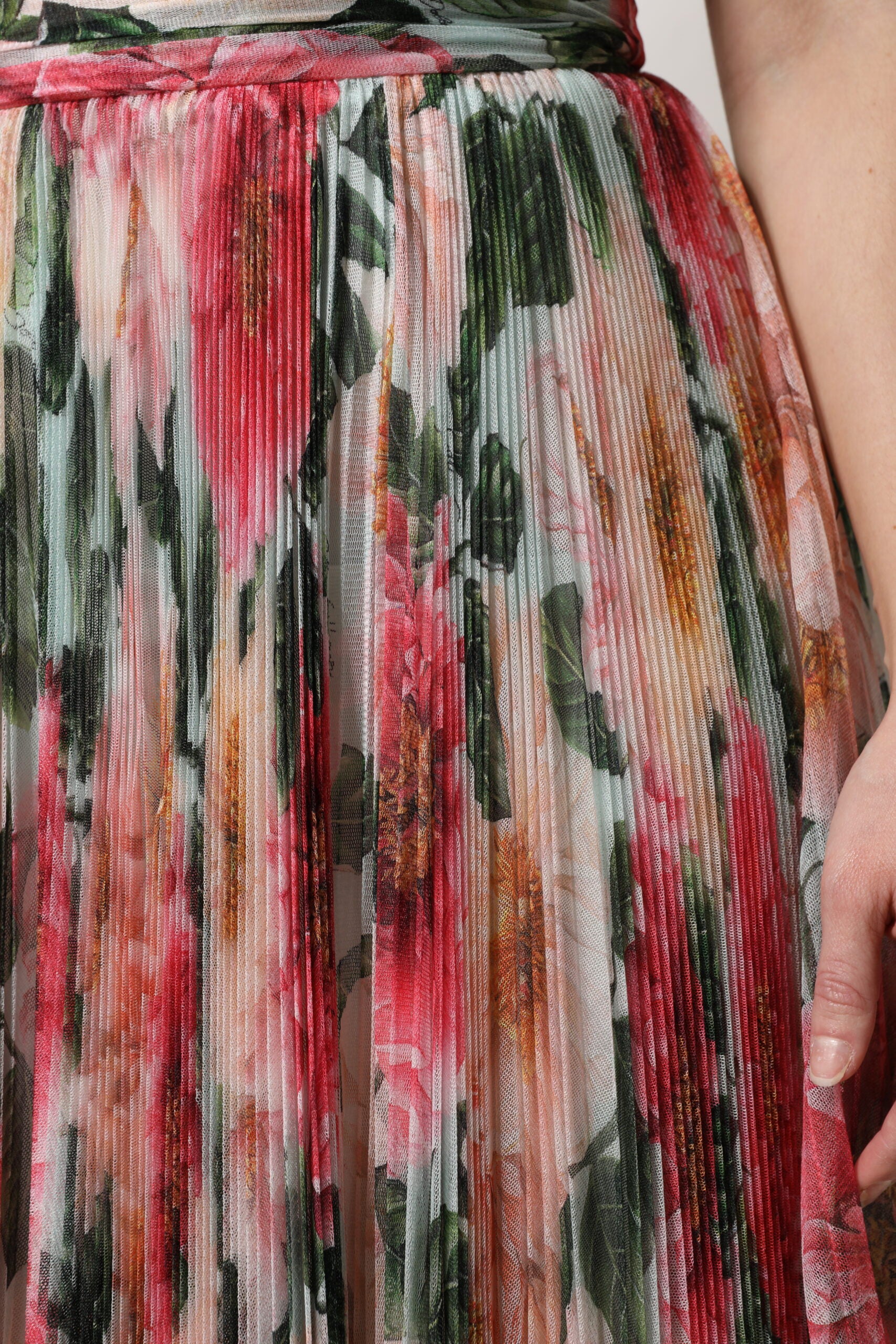 Dolce & Gabbana Multicolor Silk Floral High Waist Midi Skirt