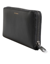Dolce & Gabbana Black Blue Exotic Leather Embossed Continental Wallet