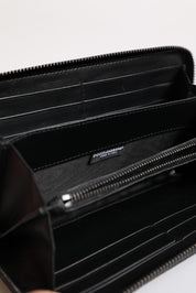 Dolce & Gabbana Black Blue Exotic Leather Embossed Continental Wallet