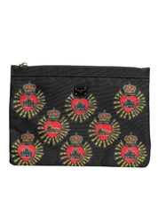 Dolce & Gabbana Black Red Nylon Sacred Heart Clutch Pouch Bag