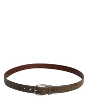 Dolce & Gabbana Brown Leather Classic Metal Logo Buckle Belt