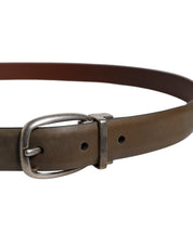 Dolce & Gabbana Brown Leather Classic Metal Logo Buckle Belt
