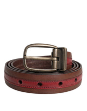 Dolce & Gabbana Burgundy Leather Metal Logo Buckle Belt