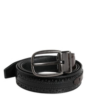 Dolce & Gabbana Black Brown Leather Classic Metal Buckle Belt