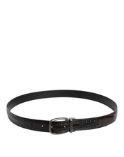 Dolce & Gabbana Black Brown Leather Classic Metal Buckle Belt