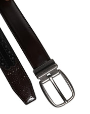 Dolce & Gabbana Black Brown Leather Classic Metal Buckle Belt