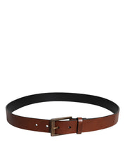 Dolce & Gabbana Brown Calf Leather Classic Metal Buckle Belt