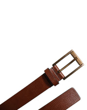Dolce & Gabbana Brown Calf Leather Classic Metal Buckle Belt