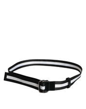 Dolce & Gabbana Black Yellow Logo Striped Metal Buckle Belt