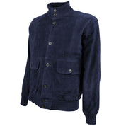 Emilio Romanelli Blue Calfskin Men Bomber Jacket