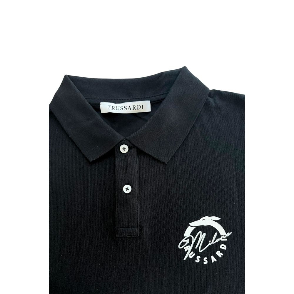 Trussardi Beachwear Black Cotton Men's Polo Shirt