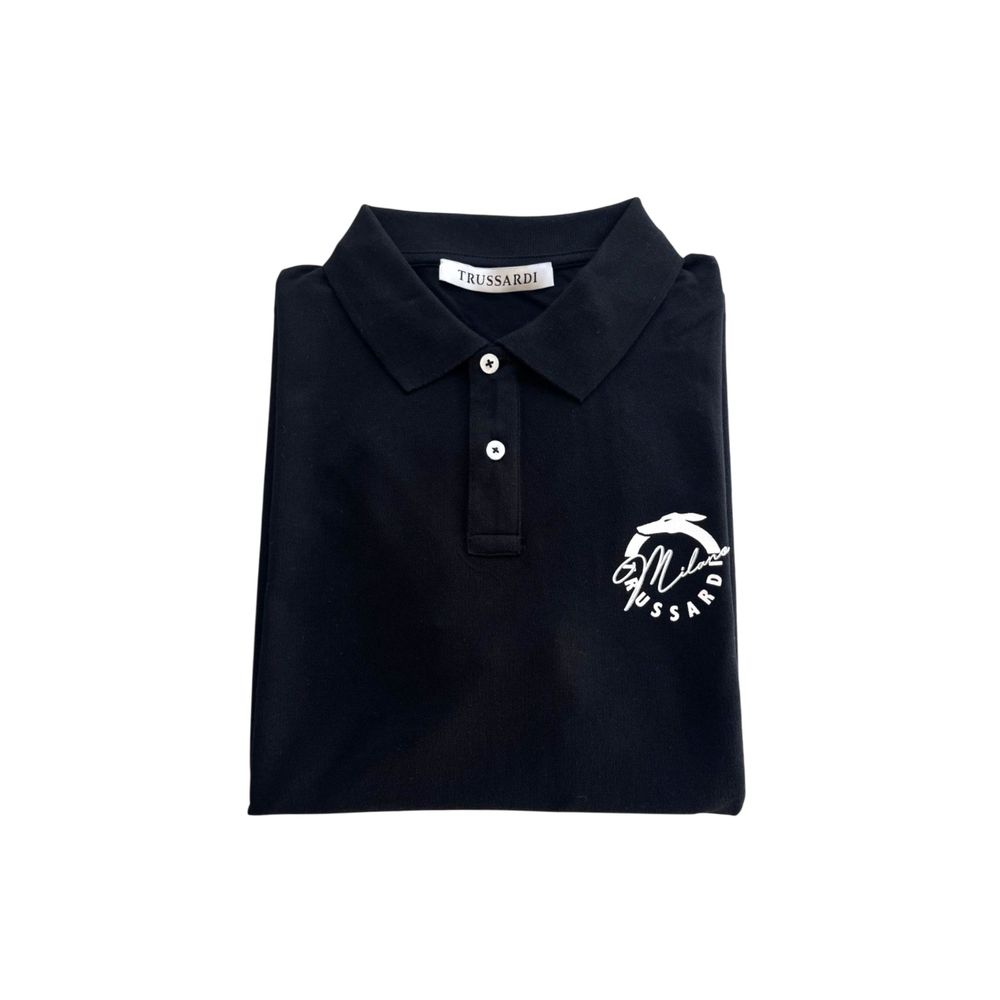 Trussardi Beachwear Black Cotton Men's Polo Shirt