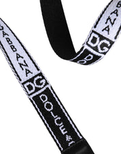 Dolce & Gabbana Black White Printed Metal Logo Buckle Belt