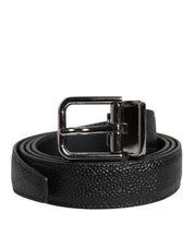 Dolce & Gabbana Black Calf Leather Classic Metal Buckle Belt