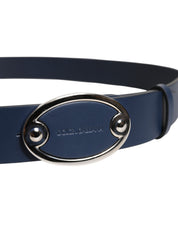 Dolce & Gabbana Blue Leather Classic Metal Logo Buckle Belt