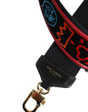Dolce & Gabbana Black Cotton Printed Bag Shoulder Strap