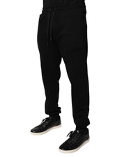 Dolce & Gabbana Black Cotton Mid Waist Jogger Sweatpants Pants