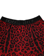 Dolce & Gabbana Red Leopard Print Viscose Bermuda Shorts
